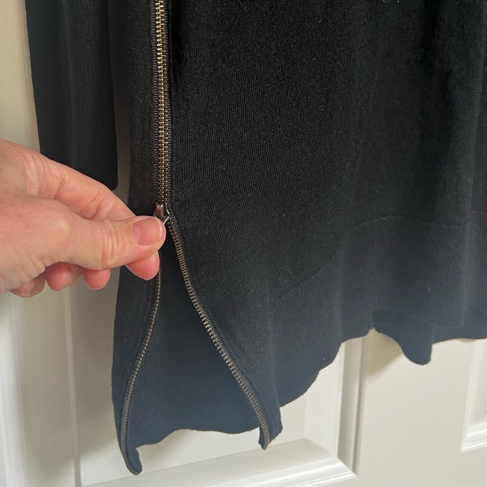 Halogen Black Cardigan Sweater Zip Up Sides - Medium